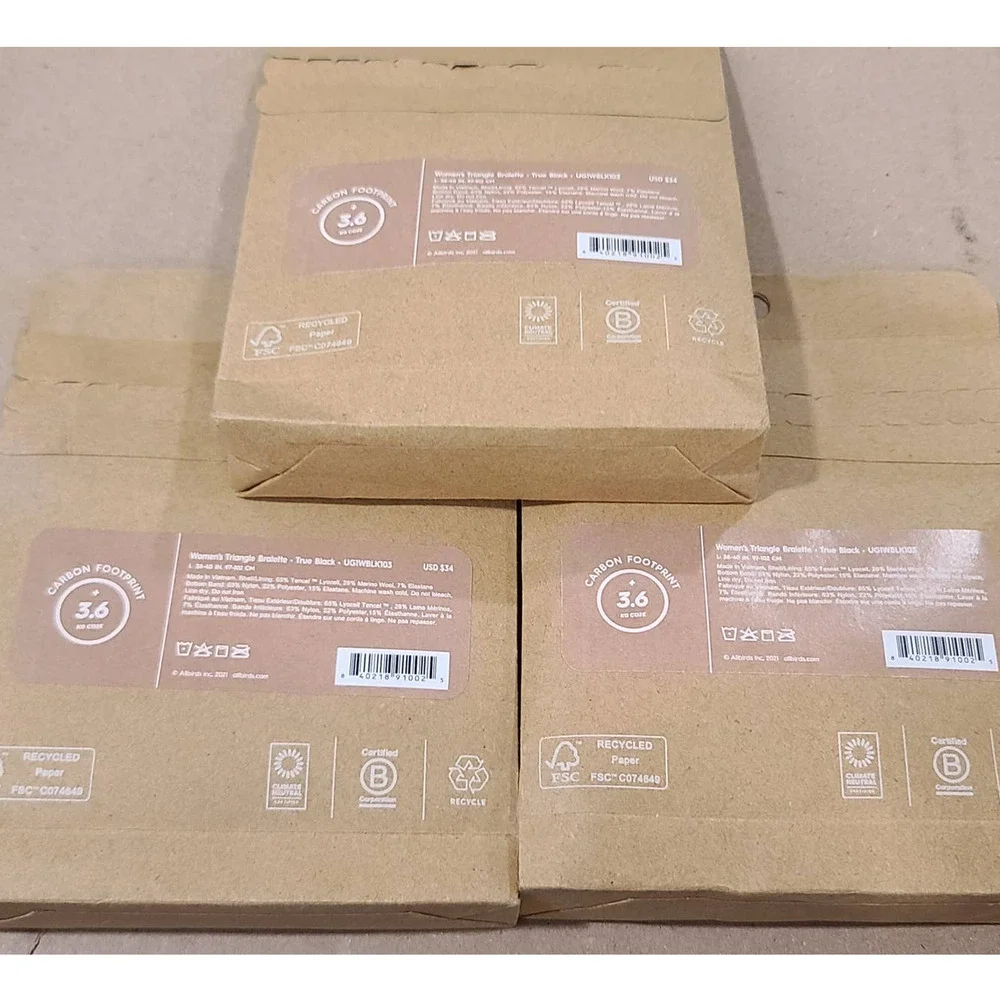 NWT allbirds Trino Triangle Bralette LOT of 3 - LARGE - black - LARGE - Picture 3 of 4